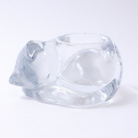 Sleeping Cat, Candle Holder, Indiana Glass, Crystal, Home Decor, Avon, Crystal - Picture 1 of 4